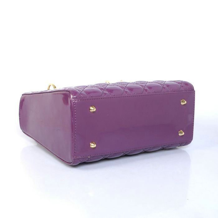 replica jumbo lady dior patent leather bag 6322 purple with silver - Click Image to Close